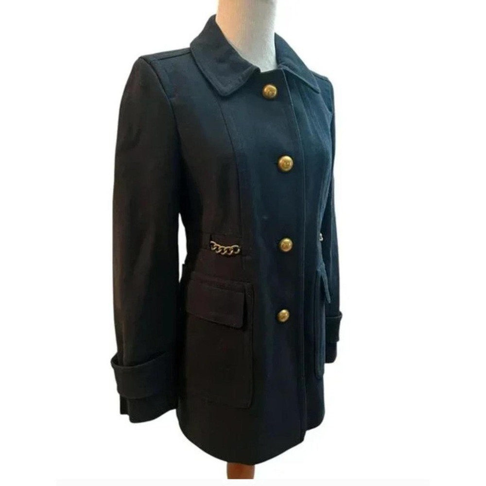 Ann Taylor Loft Womens Navy Twill Officer Military Pea Coat Jacket Blue Size 8